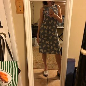Vintage Sunflower Midi Plaid Dress